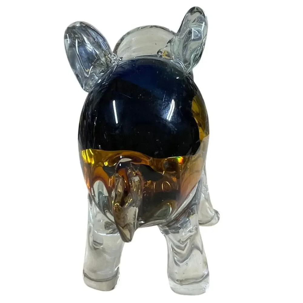 Amber Vintage Campo Art Glass Murano Style Elephant 7 Inch Excellent Condition